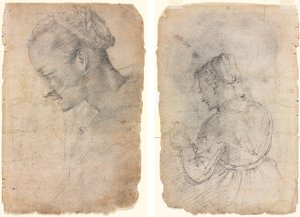 Profil av en kvinnes hode (recto) A Kitchen Maid (verso) av Adriaen van de Velde