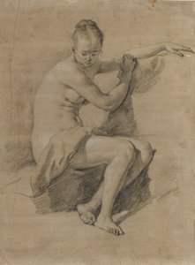 Sittende naken kvinne, ca. 1660-70 (Svart og hvit kritttegning)