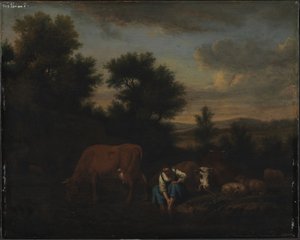 Gjeterinne med storfe av Adriaen van de Velde