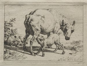 Ewe og to lam, 1670. av Adriaen van de Velde