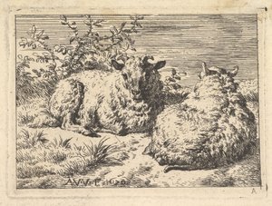To liggende sauer, 1670. av Adriaen van de Velde
