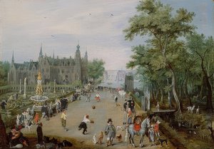 Jeu de Paume-spillet foran et palass. Rundt 1614