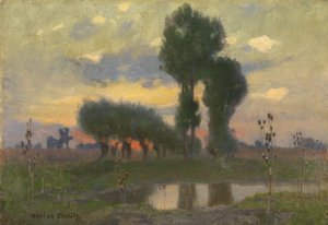 Kveld på sletten (olje om bord) av Adrian Scott Stokes
