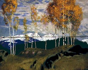 Snø i Dolomittene (olje på panel) av Adrian Scott Stokes