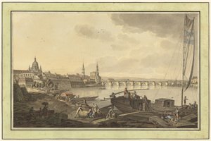 Dresden fra bredden av elven Elbe