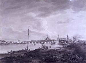 Utsikt over Dresden, ca. 1788 (blekk og vask over grafitt på papir)