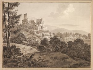 Utsikt over slottet Gnandstein, ca. 1795.