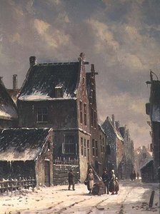 En nederlandsk by om vinteren