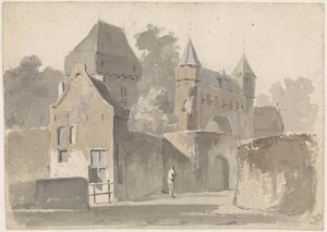 Utsikt over en byport av Adrianus Eversen
