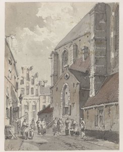 Utsikt i Amersfoort, på høyre del av St. Joriskerk av Adrianus Eversen