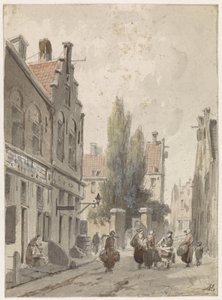 Bybilde med en kjøpmann av Adrianus Eversen