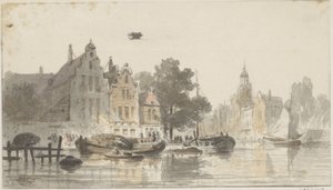 Bybilde med kanal av Adrianus Eversen