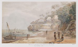 Utsikt over en bygd fra østkysten av Workai, Aru Islands, South East Maluku
