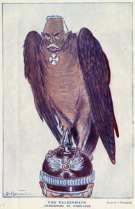 Tegneserie av den tyske generalen Erich von Falkenhayn (1861-1922) (underrett Charognard) i "" Fantasio"" 1916 - Illustrasjon av Adrien Barrere (1877-1931) av Adrien Barrere