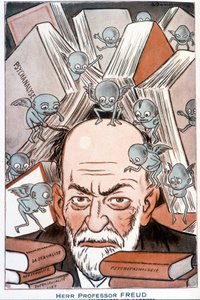Tegneserie av Sigmund Freud "" Den som får vampyrer til å forstå""" - Illustrasjon av Adrien Barrere (1877-1931) i "" Fantasio""" av 15.05.1931