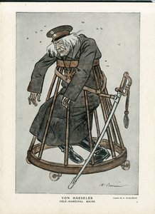 Fantasio, ca. 1916_6_1 - Illustrasjon av A Barrere (1874-1931): War of 14 -18, Tyskland Preussen, Verifikatordatoer - Von Haesler - Senilisering av Adrien Barrere