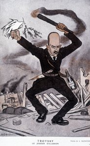 Leon Trotsky (Trotsky) (1879-1940), illusjonsspilleren - tegneserie av Barrère, i "" Fantasio"" fra 15.03.1918