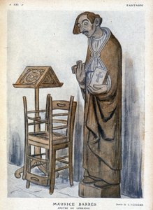 Maurice Barrès og apostelen av Lorraine - Karikatur av Adrien Barrere (1877-1931) i "" Fantasio"" av Adrien Barrere