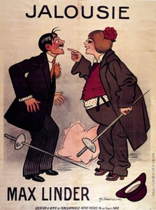 Plakat av "" Jalouise"" (eller Max og den sjalu ektemannen) av Max Linder (Gabriel Lieuvielle av Adrien Barrere
