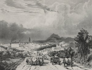 Generell utsikt over Riom, Auvergne av Adrien Dauzats