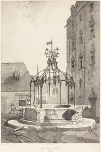 Brønnen til Chateau de Nantes, Bretagne av Adrien Dauzats after Léon Gaucherel