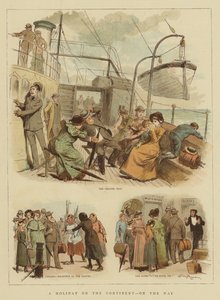 En ferie på kontinentet, på vei (chromolitho)