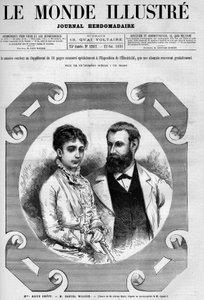 Portrett av Daniel Wilson (1840-1919), fransk politiker med sin kone, Alice Grevy. Gravering av Adrien Marie. En av «The Illustrious World» nr. 1282 av 22. oktober av Adrien Emmanuel Marie