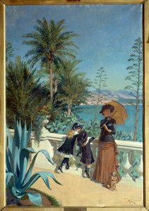 Terrasse i Monte Carlo. Maleri av Adrien Marie (1848-1891) av Adrien Emmanuel Marie