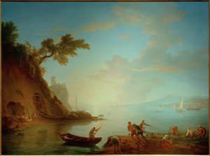 Napolitansk kyst i morgenlyset av Adrien Manglard