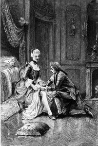 Gravering av Adrien Moreau (1843-1906) som illustrerer "" Candide"" av Francois Marie Arouet dit Voltaire (1694-1778).
