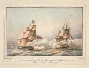 Kamp støttet 23. august 1812 av fregatten, presidenten i USA av Adrien Victor Auger