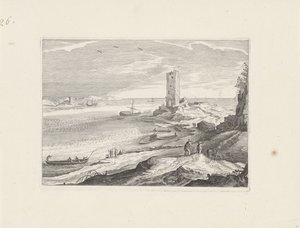 Havlandskap med ruinen av et tårn av Aegidius Sadeler (II) (attributed to)