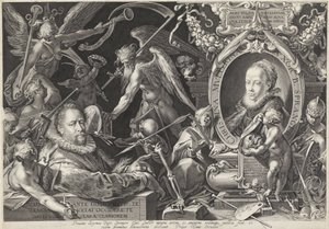 Allegorisk portrett av Bartholomeus Spranger og hans kone Christina Muller av Egidius  Sadeler (II)