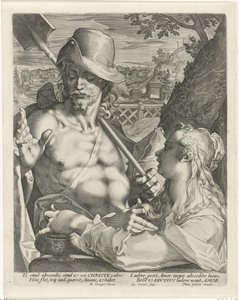 Kristus fremstår som en gartner for Maria Magdalena (Noli mi tangere) av Egidius  Sadeler (II)