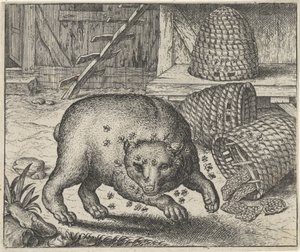 Fabel om bjørnen og biene av Egidius  Sadeler (II)