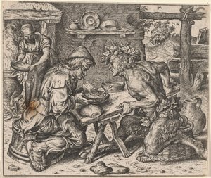 Fabel om bonden og satyren av Egidius  Sadeler (II)