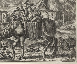 Fabel om eselet lastet med delikatesser av Egidius  Sadeler (II)