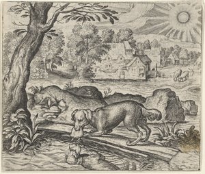 Fabel om hunden og hans refleksjon av Egidius  Sadeler (II)