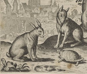 Fabel om skilpadden og haren av Egidius  Sadeler (II)
