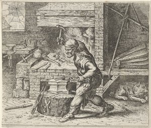Fabel om smeden og hunden av Egidius  Sadeler (II)
