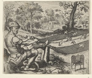 Fabel om fuglefangeren og slangen av Egidius  Sadeler (II)