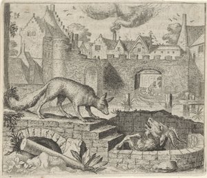 Fabel om reven og geiten av Egidius  Sadeler (II)