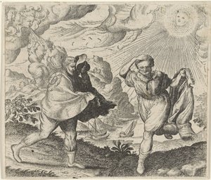 Fabel om vinden, solen og turgåerne av Egidius  Sadeler (II)