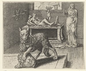 Fabel om ulven og statuen av Egidius  Sadeler (II)