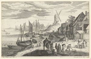 Kystlandskap med vindmølle av Egidius  Sadeler (II)