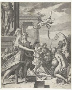 Minerva følger maleriet til sin plass med vitenskapene av Egidius  Sadeler (II)
