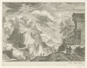 Berglandskap med gjestgiveri og hus Fjelllandskap fra Tyrol (serietittel) av Egidius  Sadeler (II)