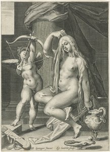Venus gre håret hennes av Egidius  Sadeler (II)