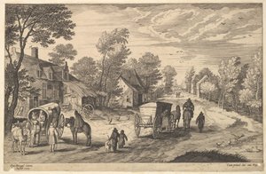 Vei gjennom en landsby. av Aegidius Sadeler II