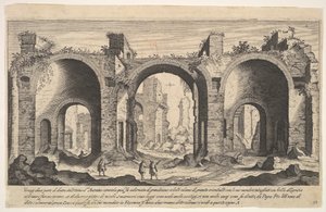 Plate 19: utsikt over Caracalla-badene, som indikerer med påskrevet bokstav A stedene ..., 1606. av Aegidius Sadeler II